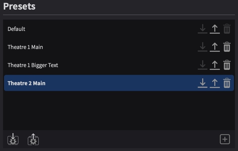 Overlay Presets panel