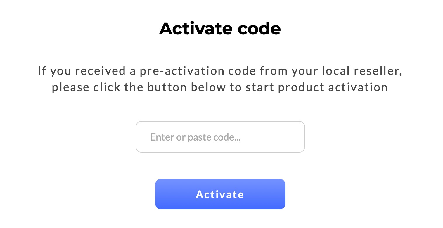 Activate Code window