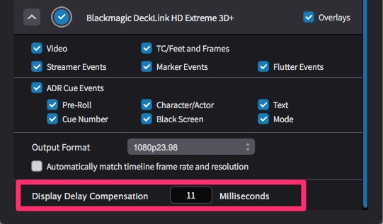 Display Device Settings - Display Delay Compensation Setting