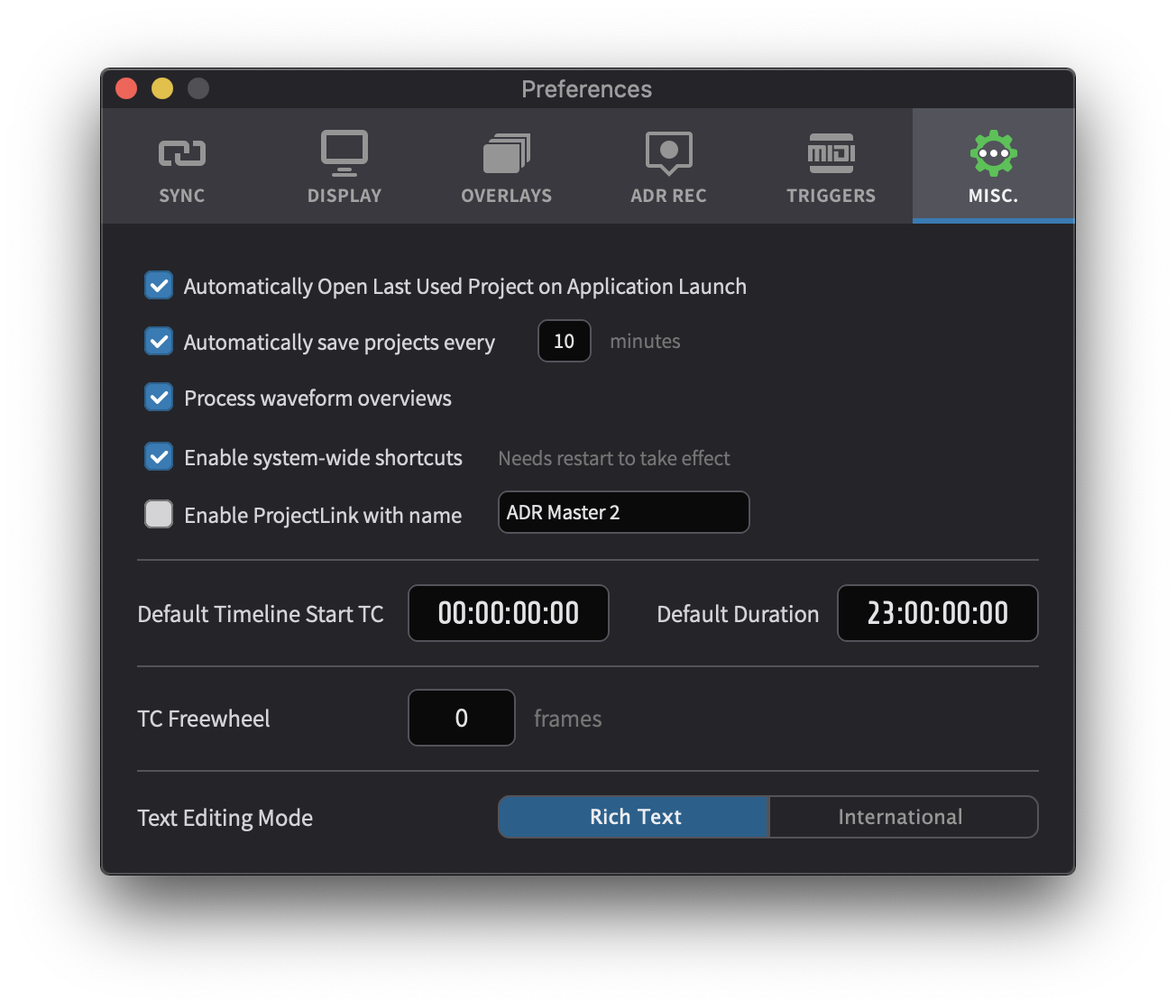 Process waveform overviews Preference Setting