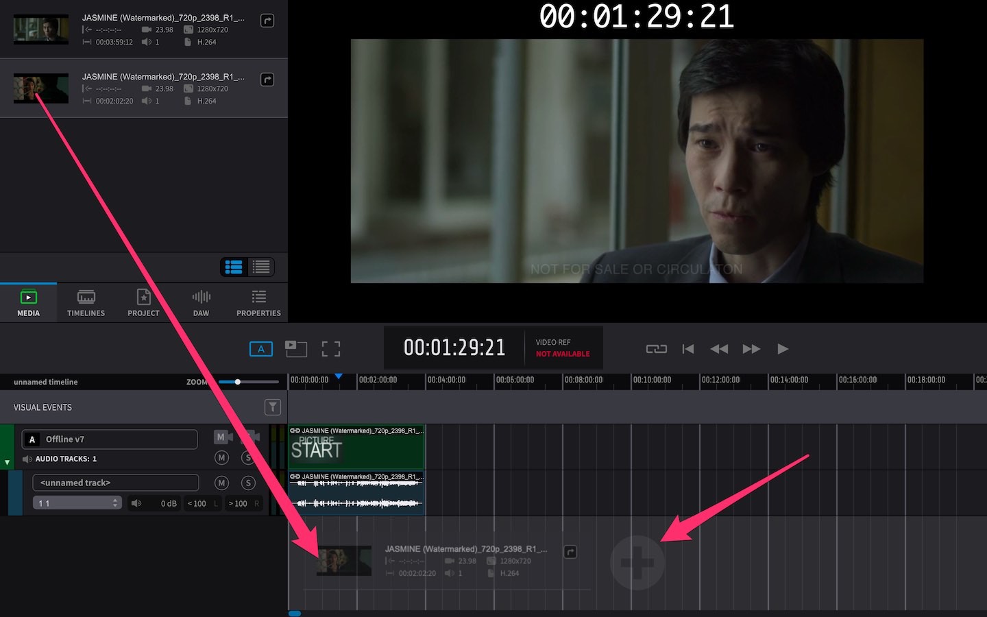 Add New Video Track by dragging media to the timeline