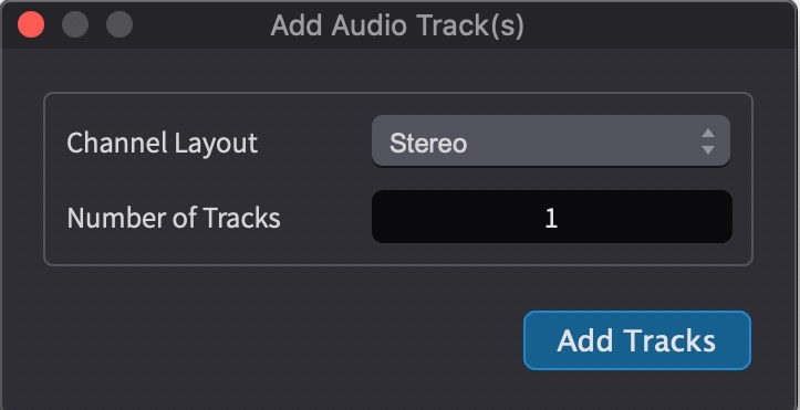 Add Audio Track Window