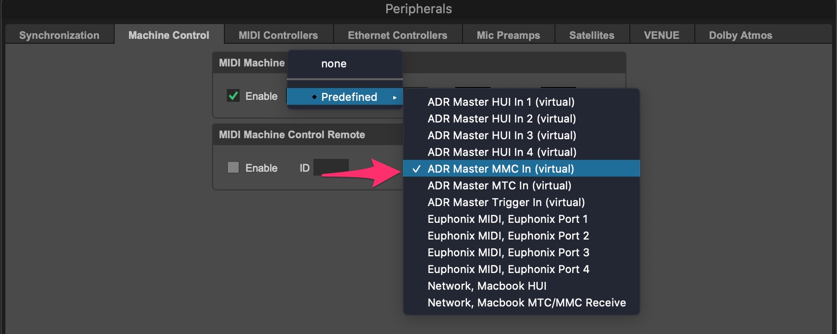 Connecting ADR Master’s MMC input