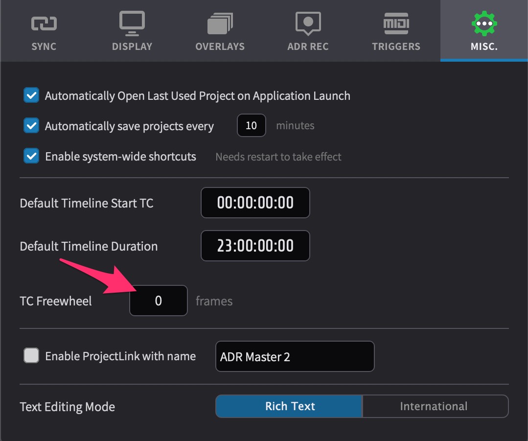 TC Freewheel Setting in Misc Preferences