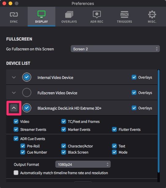 Display Preferences in ADR Master