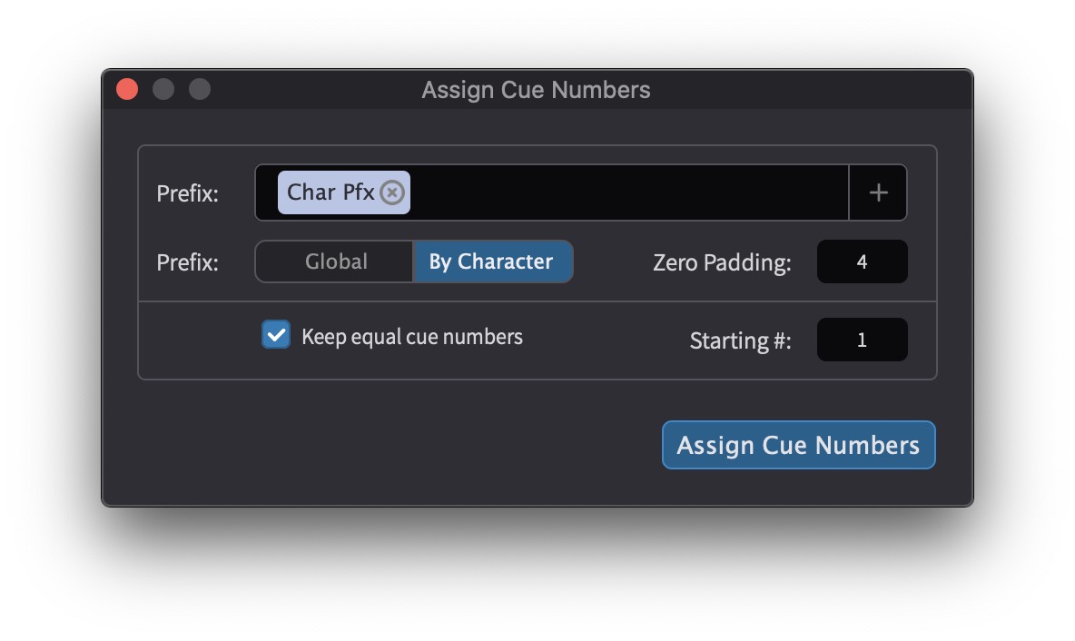 Assign Cue Numbers