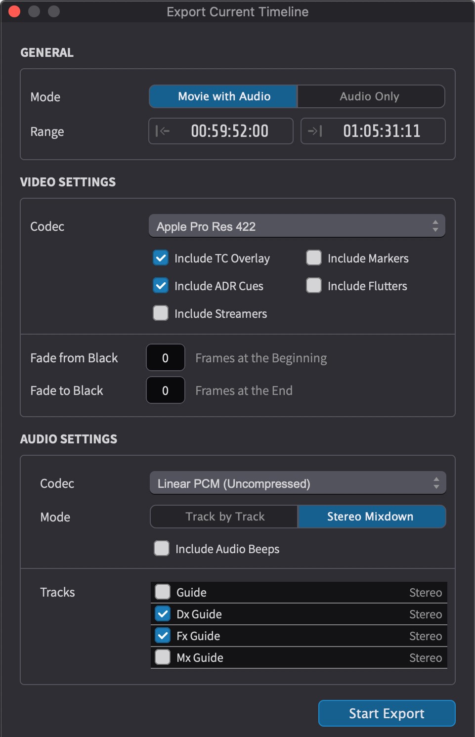 Export Current Timeline Window