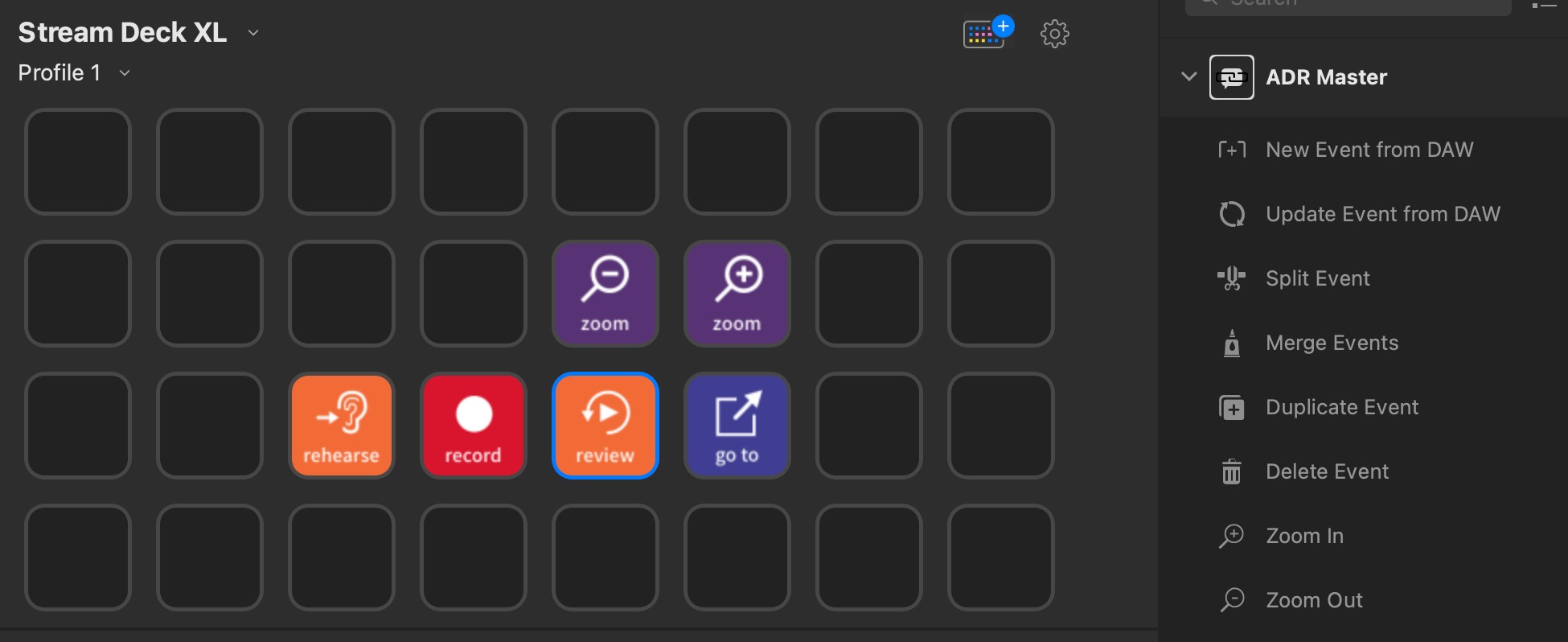 Creating a profile with the Stream Deck configuration application