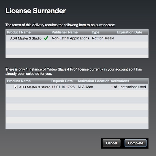 License surrender