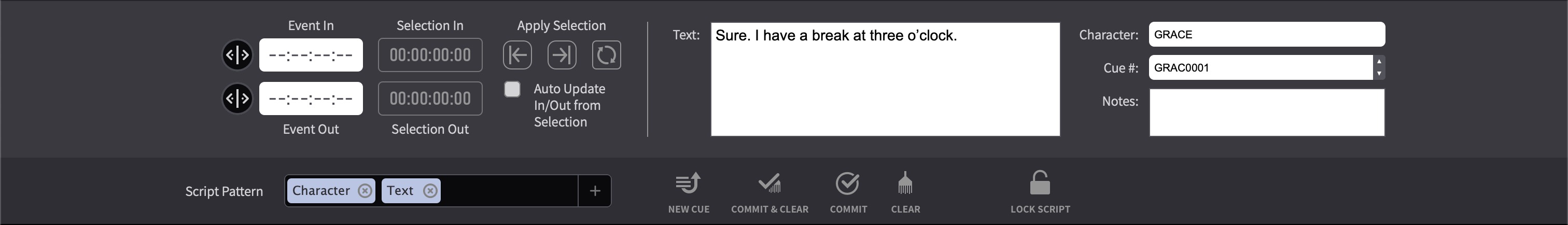 Creating a new cue from the highlighted property fields