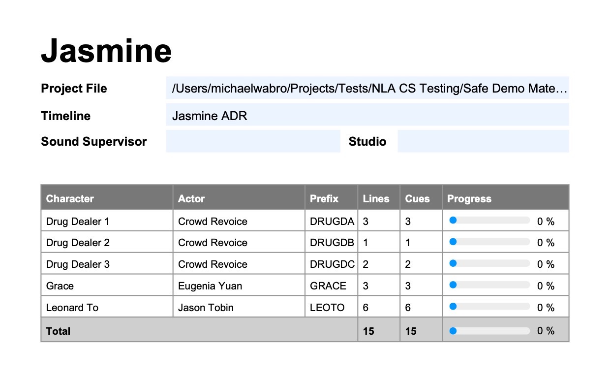 ADR Overview Sheet Export