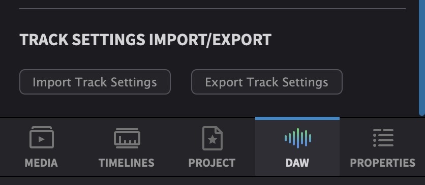 Track Settings Import / Export