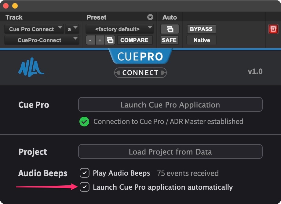 Load Project from Data button