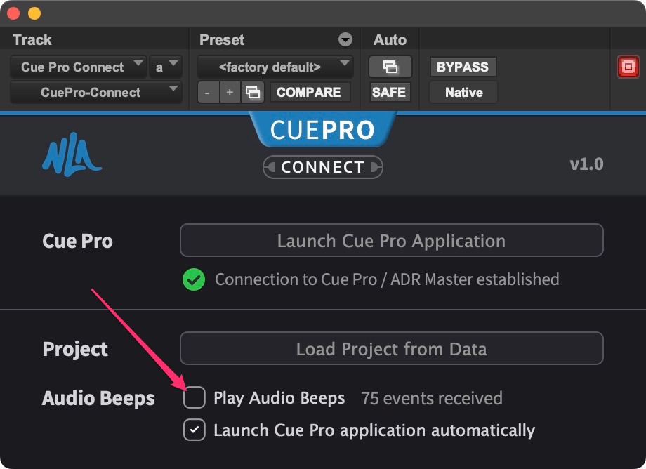 Play Audio Beeps button**