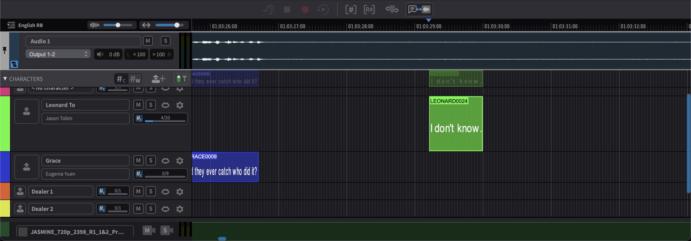 Pinned band with Audio 1 pinned above the main track list