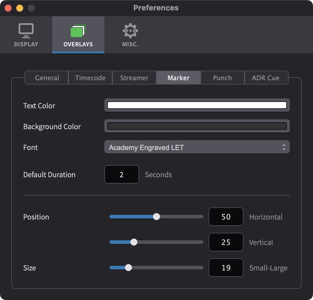 Marker Overlay Preferences