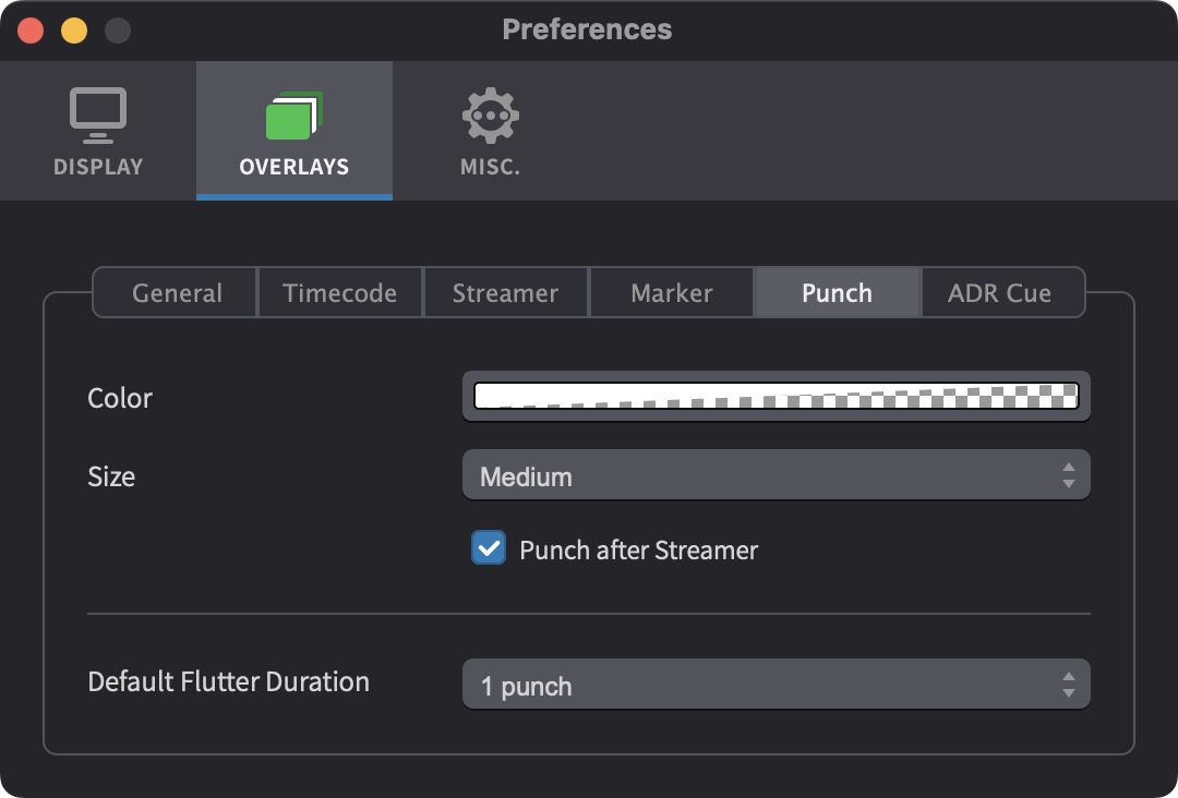 Punch/Flutter Overlay Preferences
