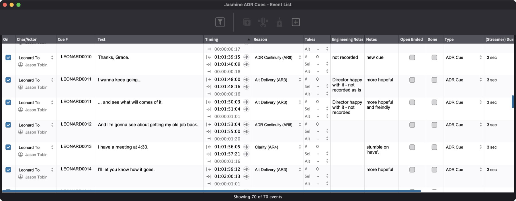 Event List Window
