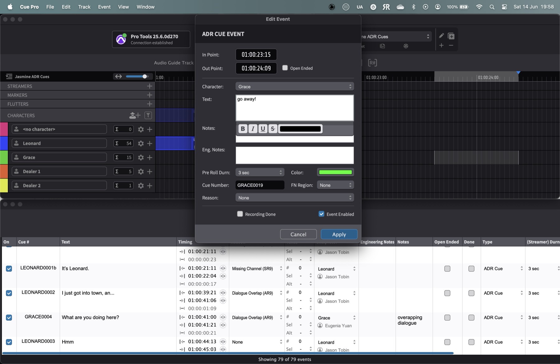 Editing Visual Event in Cue Pro