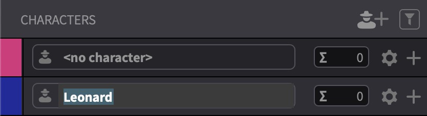 Adding the Character Name