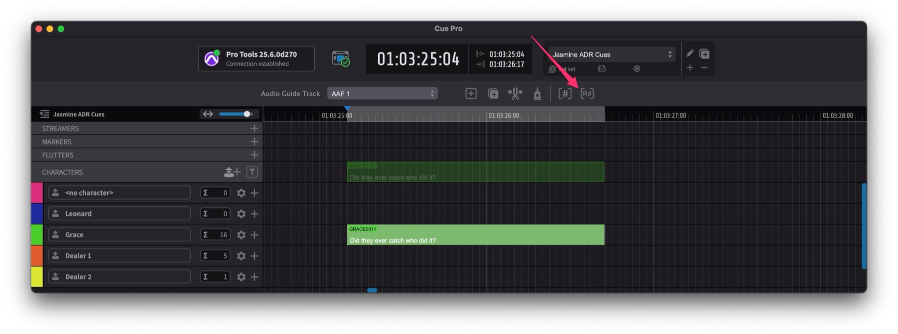 Show ADR Cue User Reasons Edit Window