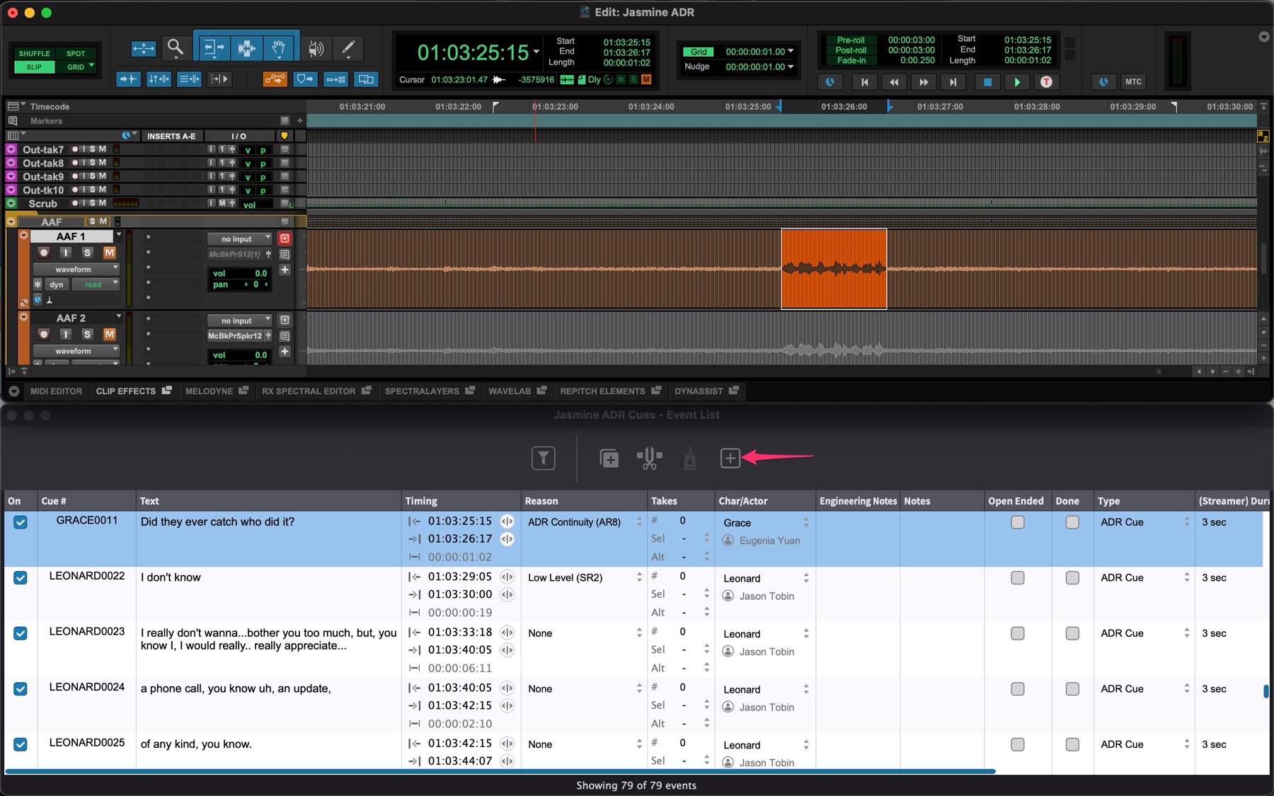 New Event from DAW Selection in Event List Window