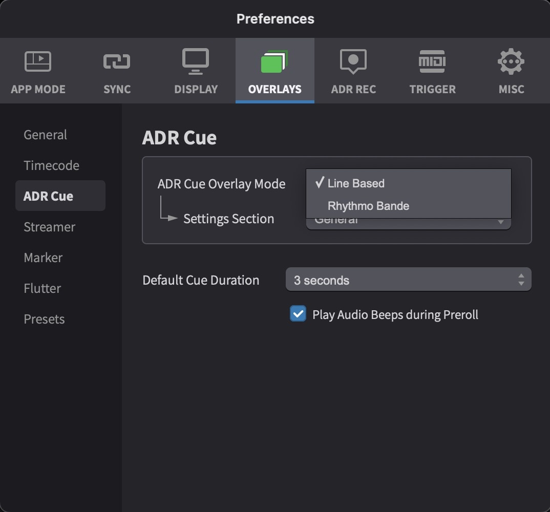 ADR Cue Overlay Mode - Line Based