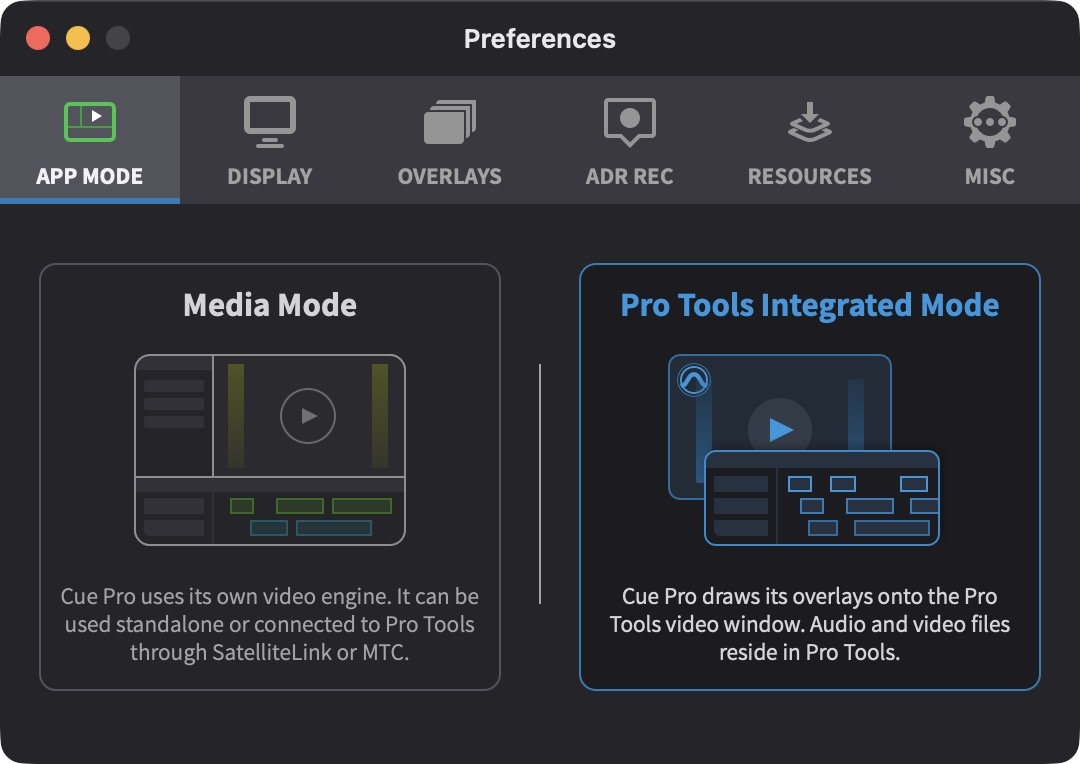 APP MODE tab in Preferences / Settings
