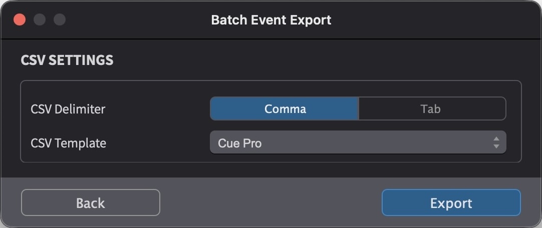 Batch Event Export Page 2 - CSV only