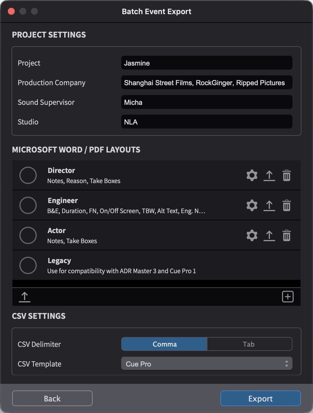 Batch Event Export Page 2 - Word and PDF with Layout Settings