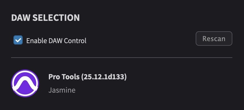 DAW Selection Enabled