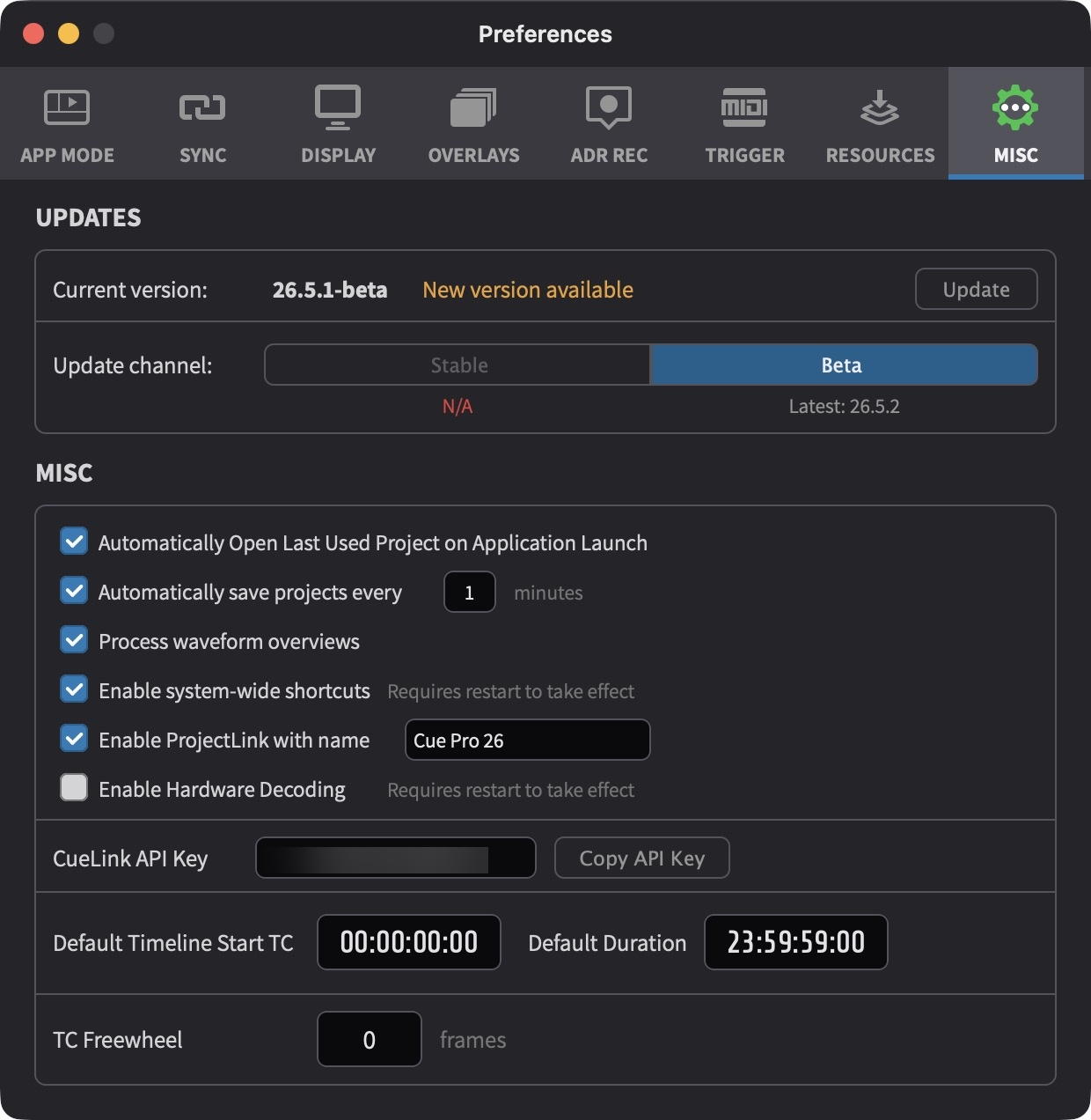 Default Timeline Start and Duration Preference Settings