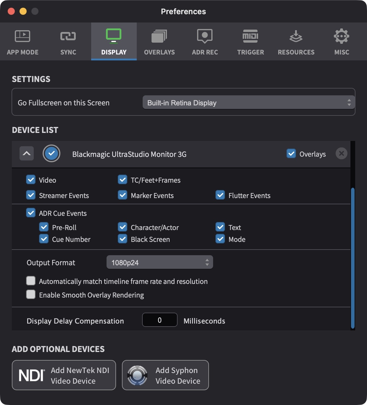 Display Devices - Expanded Device Settings