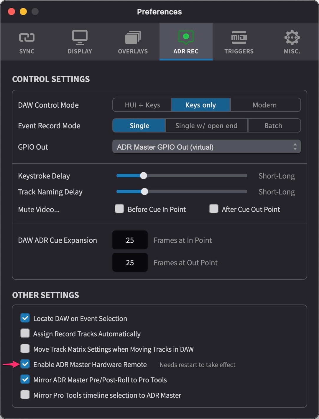Enable Cue Pro Hardware Remote