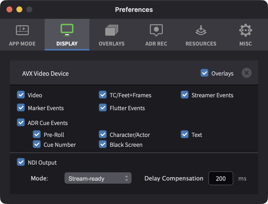 AVX Video Device with NDI Output in Pro Tools Integrated Mode