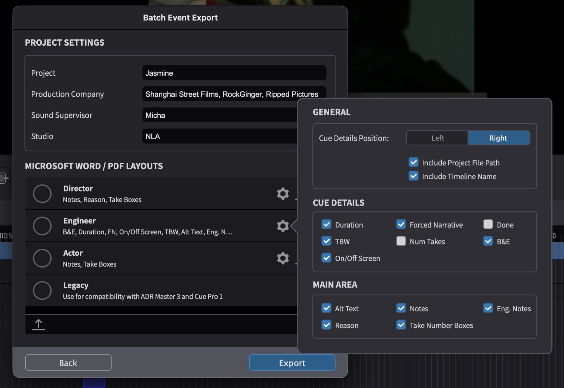 Layout Settings Popover