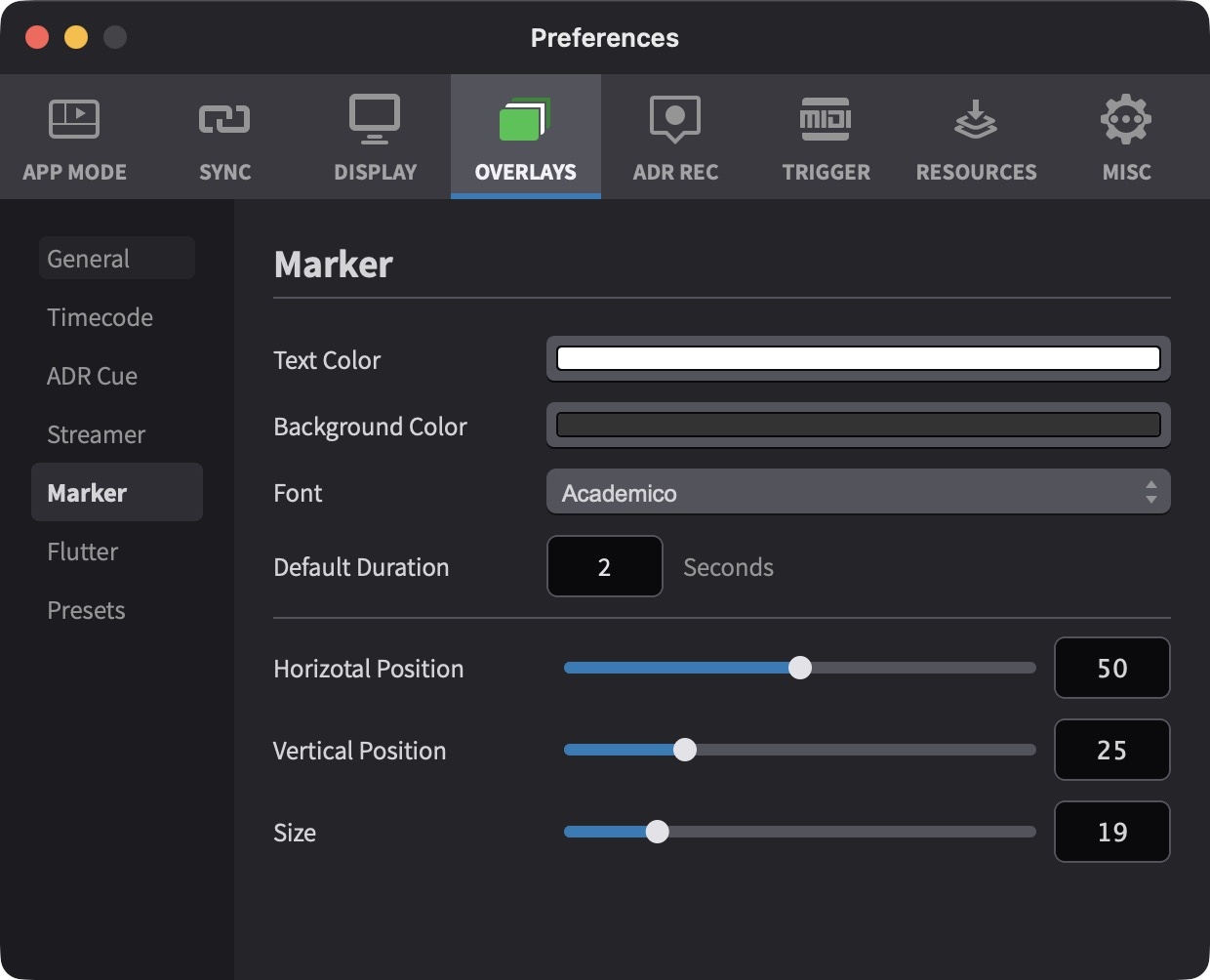 Marker Overlay Preferences / Settings