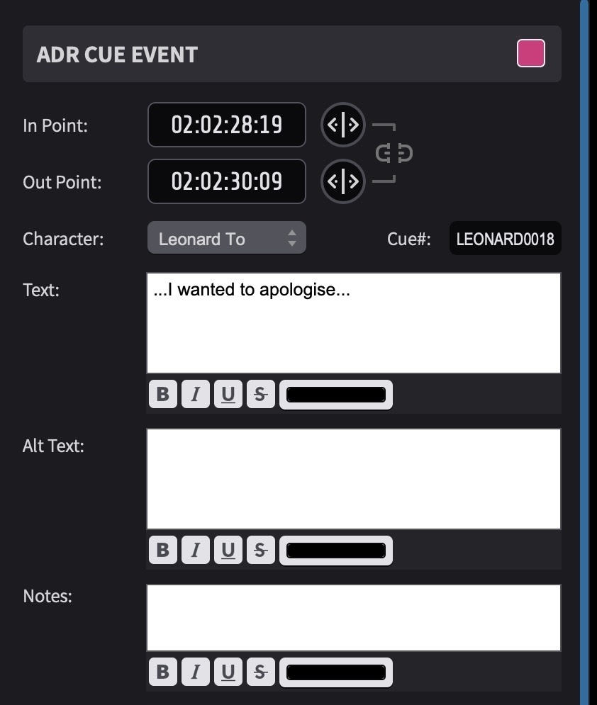 Properties tab - upper fields
