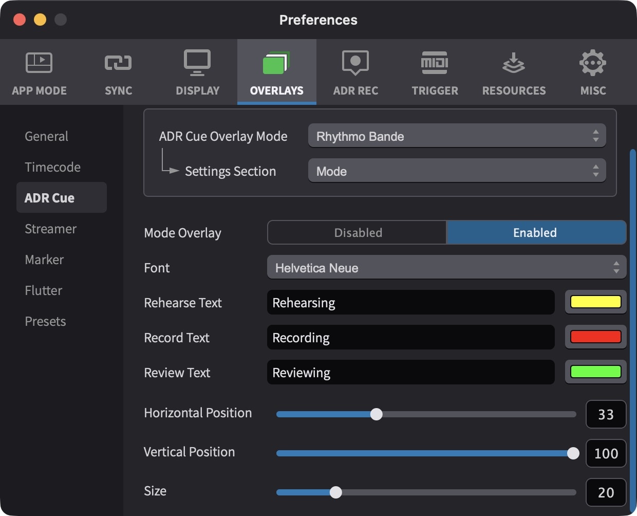 Rhythmo Bande Mode Settings