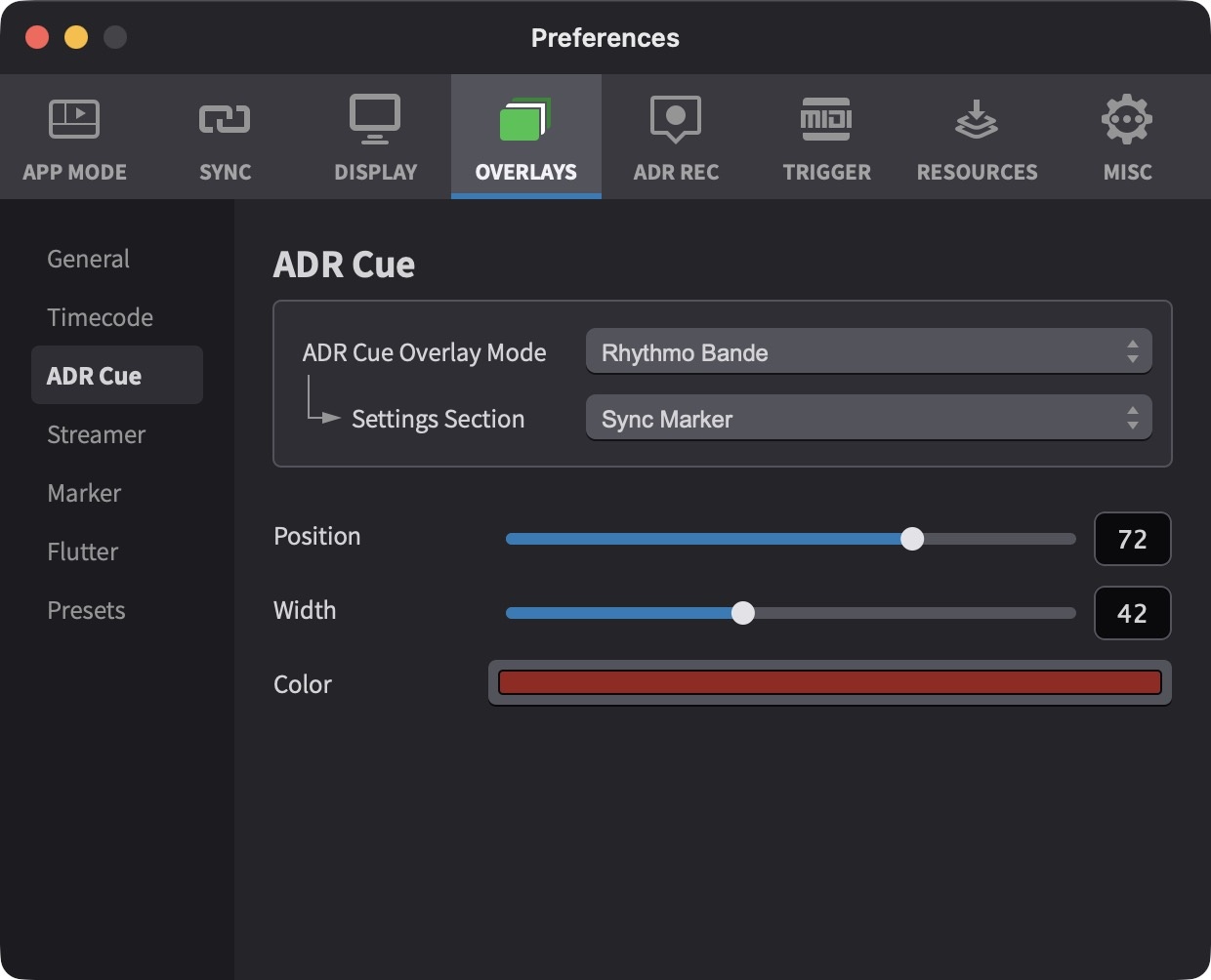 Rhythmo Bande Sync Marker Settings