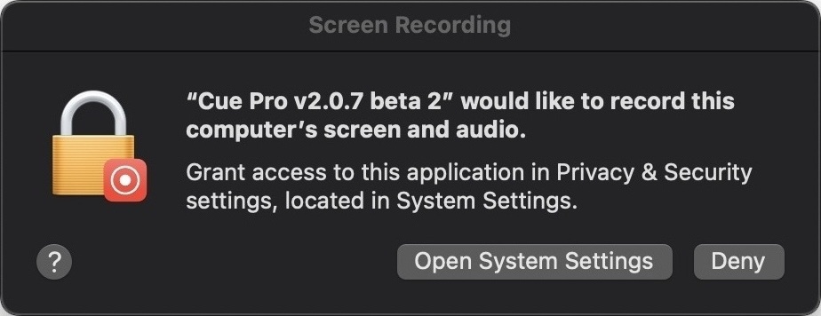 Screen Recording permission dialog