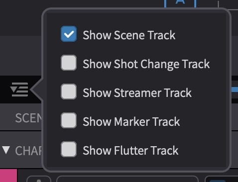 Show/hide event tracks pull-down