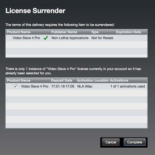 License surrender