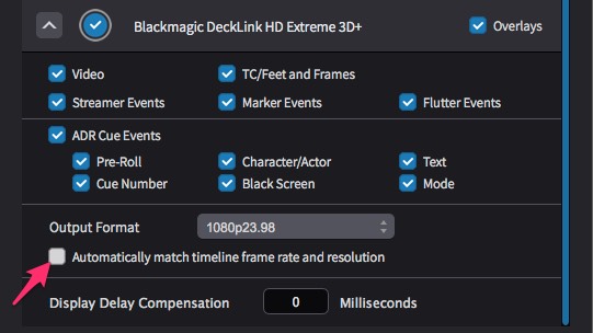 Device Settings - Automatically match timeline frame rate and resolution