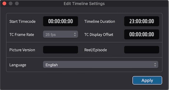 Default Timeline Start and Duration Preference Settings