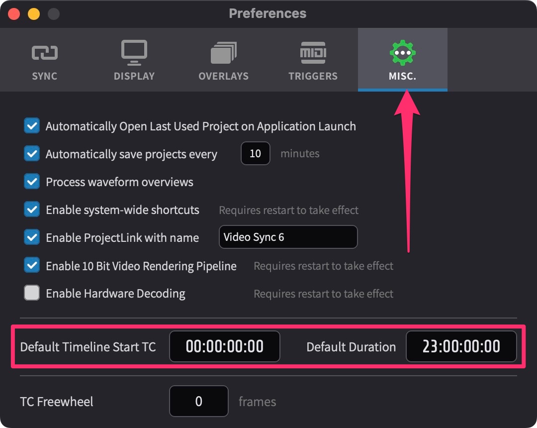 Default Timeline Start and Duration Preference Settings
