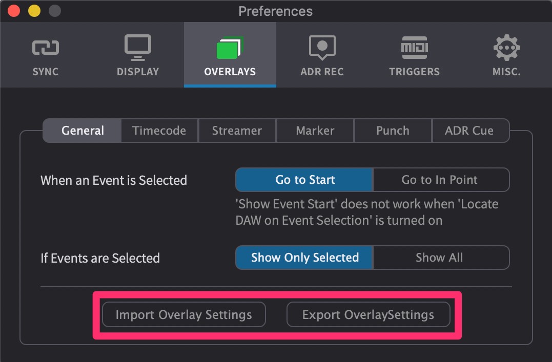 Import/Export Overlay Settings Controls
