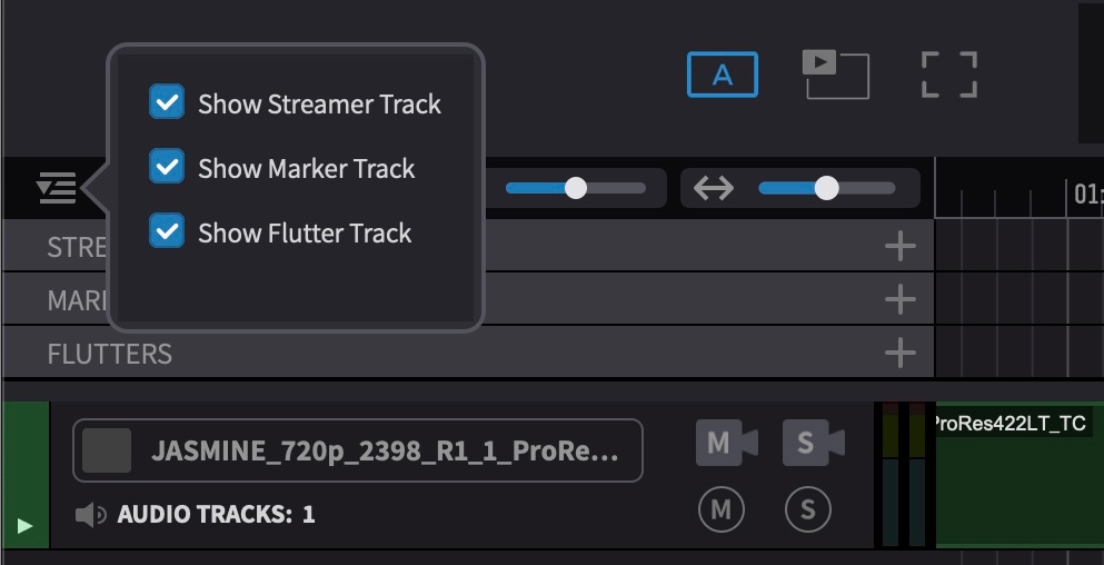 Show/Hide Event Tracks pull-down