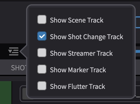 Track visibility pull-down with Show Shot Change Track enabled