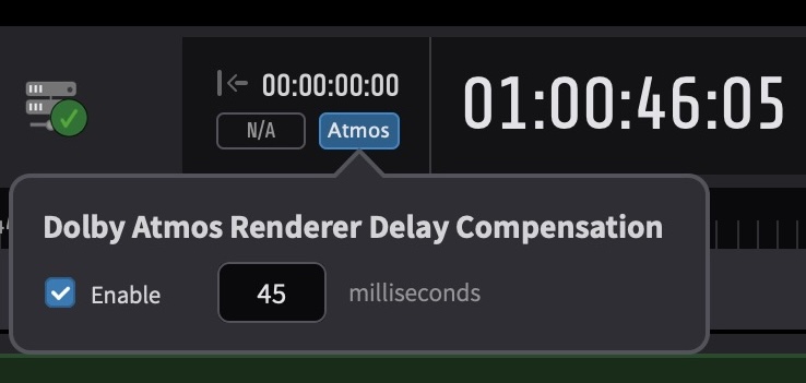 Display Dolby Atmos Renderer Delay Compensation Settings